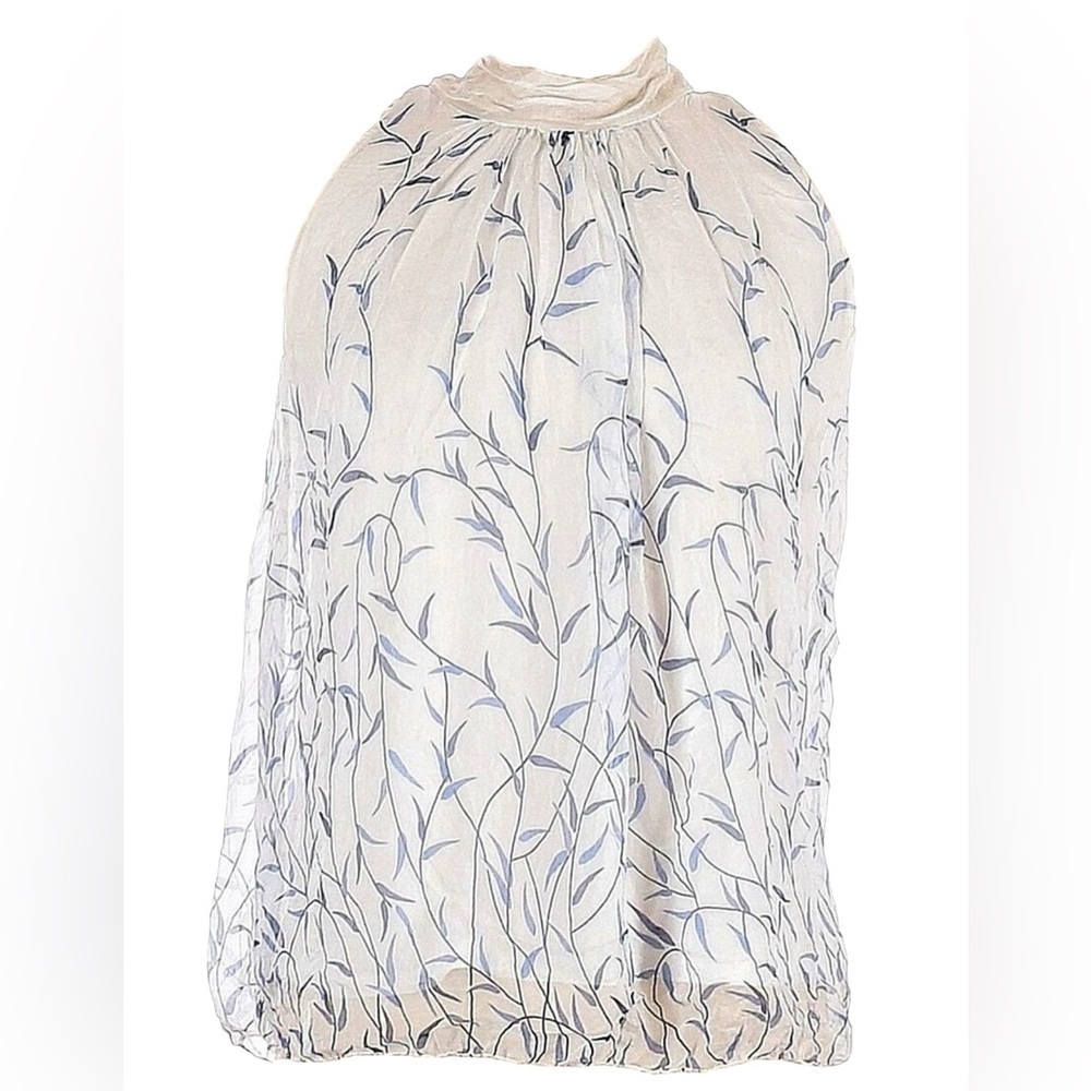 EUC Elena Baldi floral sleeveless blouse Large silk